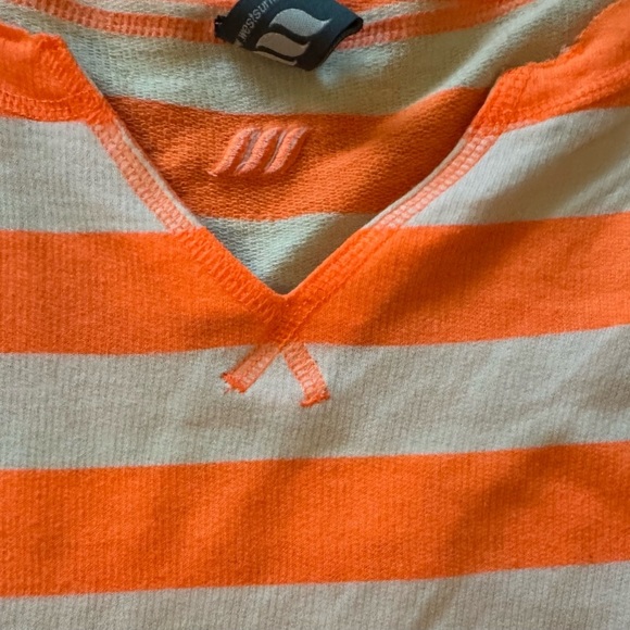 West We Surf Orange & Beige Striped V Neck Long Sleeve Pull Over Top Size 6 - Picture 2 of 8